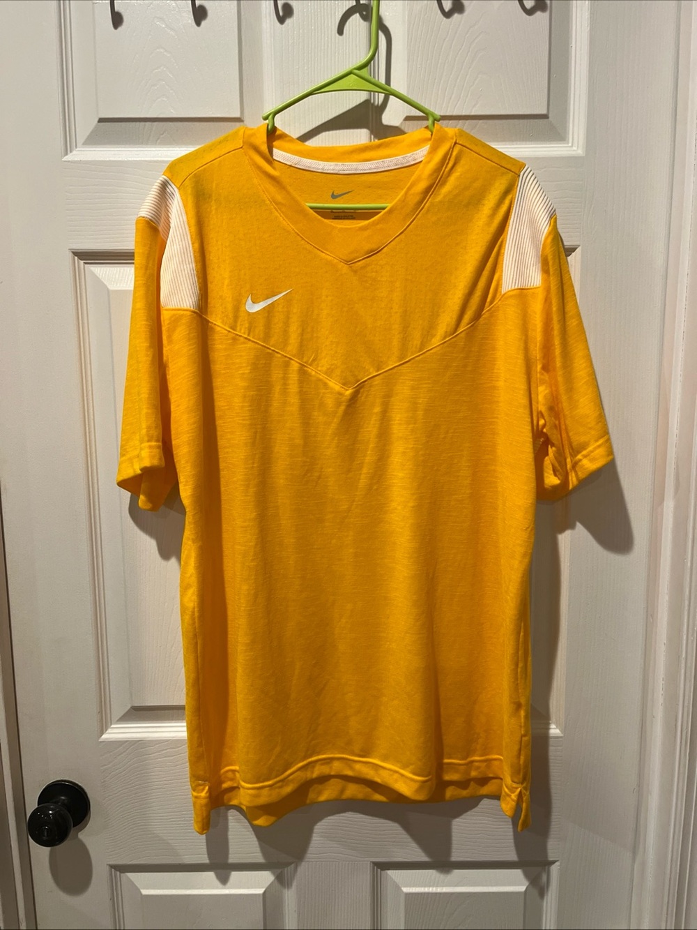 Nike Men’s Yellow Short-Sleeve Football Jersey with White Accents